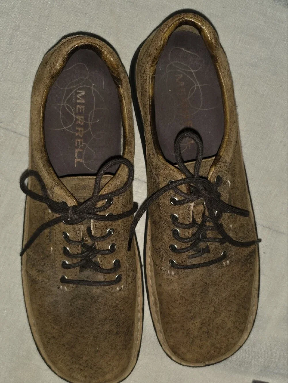 Merrell SZ 13 Men's Psychic Peat Moss Brown 2 Tone Leather Lace-Up Oxfords